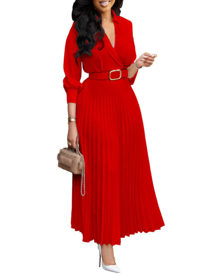 Chic YC Women's 3/4 Sleeve Flared A Line Dress