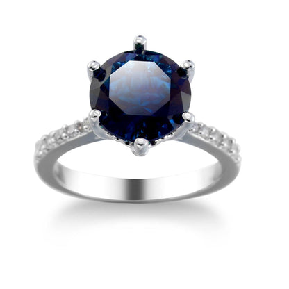 Blue Crystal & Cubic Zirconia Pavé Round-Cut Ring