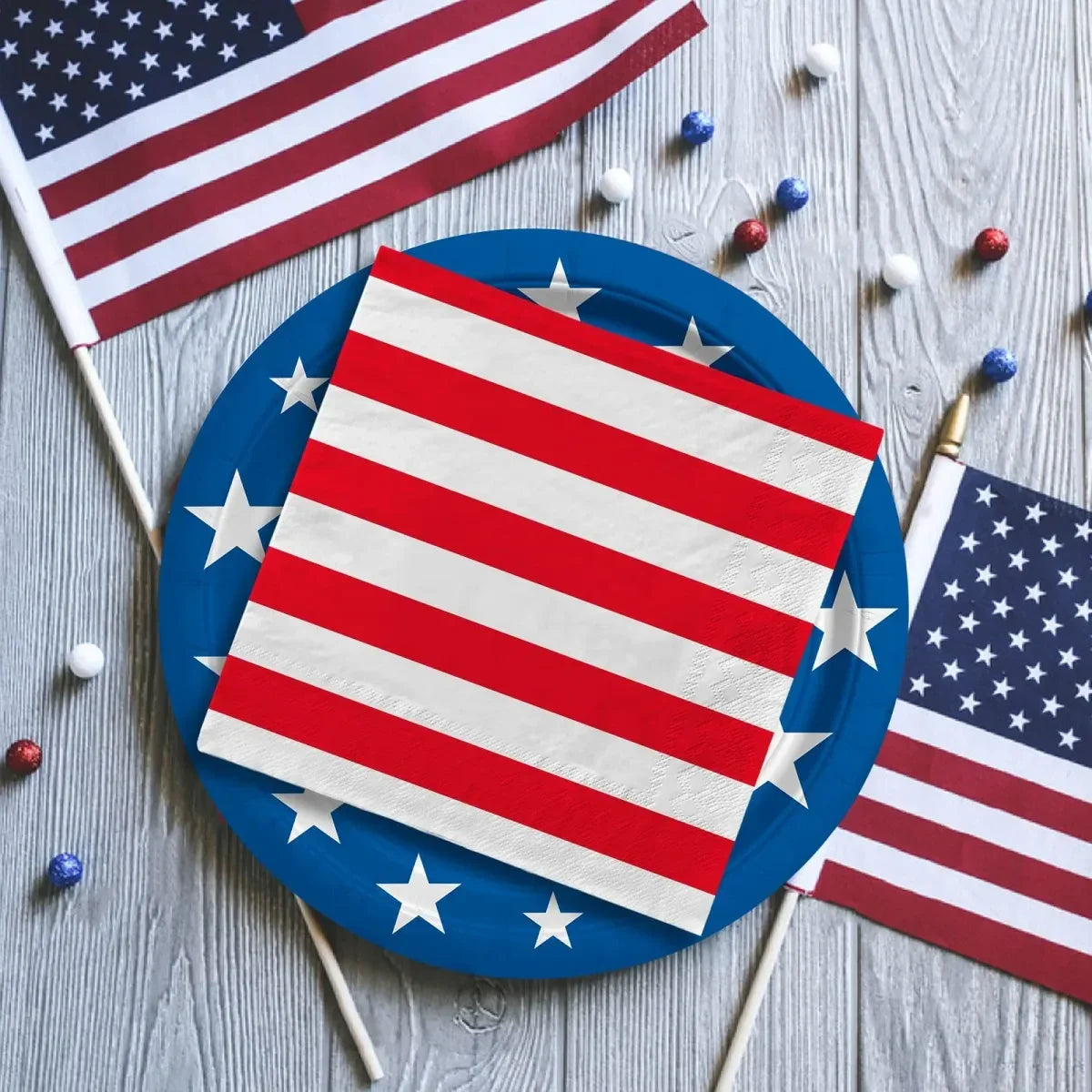 American Flag Disposable Table Decor Kit