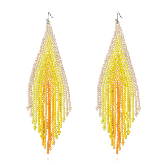 Yellow & Orange Howlite Tassel Drop Earrings