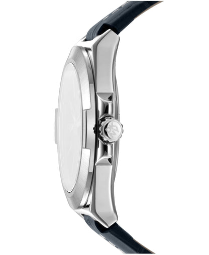 Dkny Men Watch, Silver Color Case, Silver Dial, Black Leather Strap, 3 Hands Date, 10 Atm