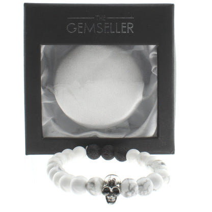 Skull Bracelet White Grey & Black Bracelet By The Gemseller