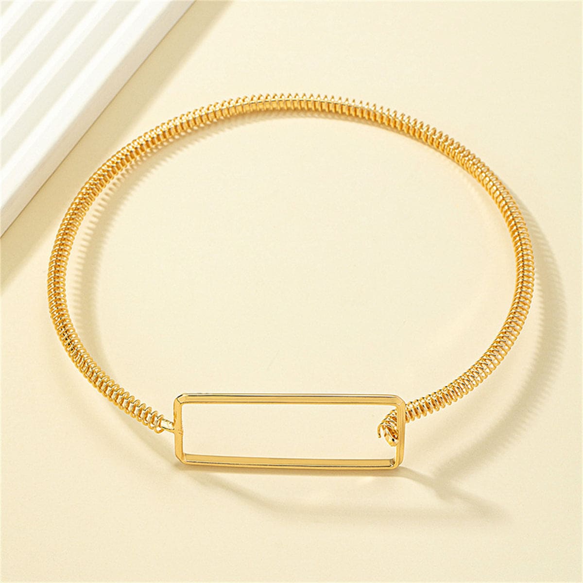 Goldtone Openwork Rectangle Choker Necklace