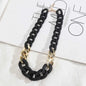 Black Acrylic & Goldtone Patchwork Curb Chain Necklace