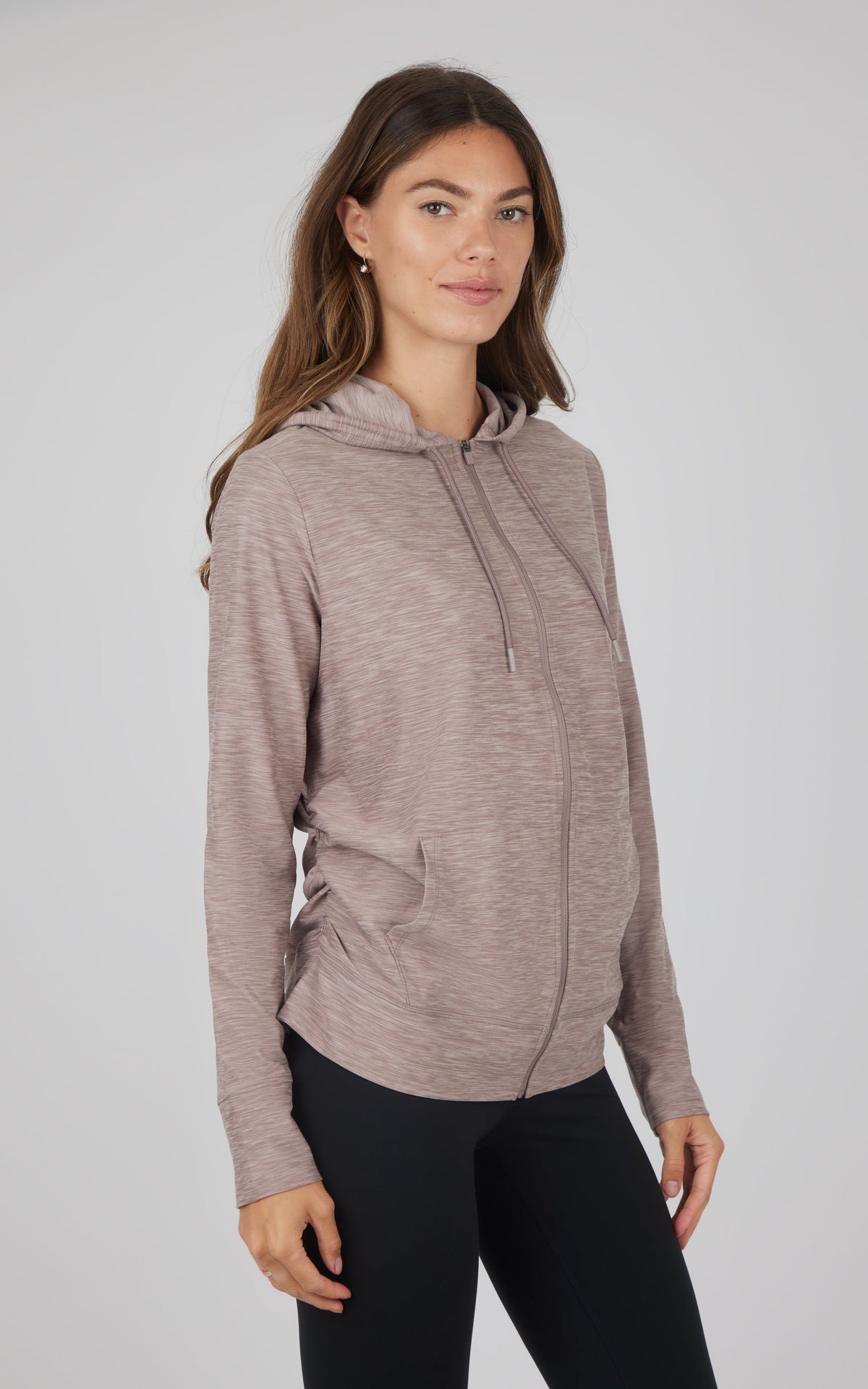 90 Degree by Reflex Maternity Heathered Lux Full Zip Jacket