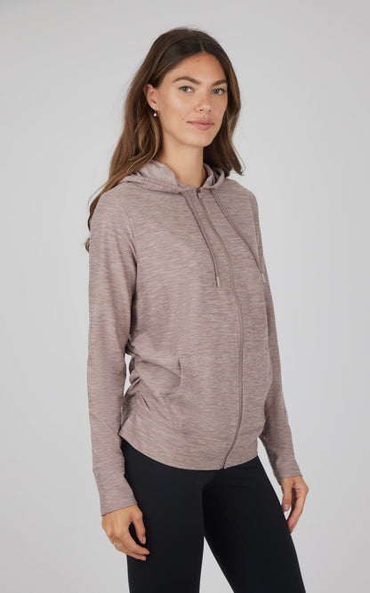 90 Degree by Reflex Maternity Heathered Lux Full Zip Jacket