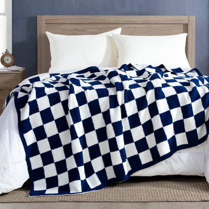 Elegant Comfort 50" x 70"  Ultra Soft Checkered Knitted Throw Blanket