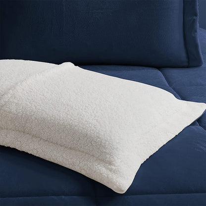 Elegant Comfort 3-Piece Micro-Suede Reversible Sherpa - Solid Color Design Comforter Set