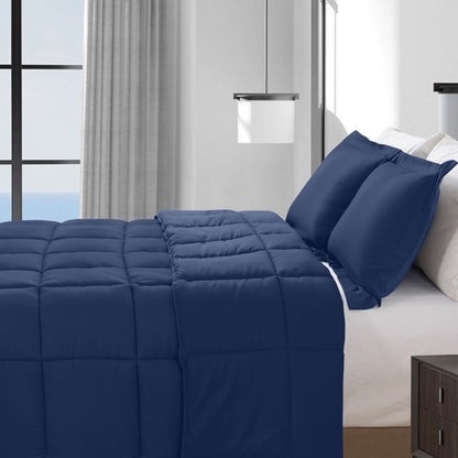 Elegant Comfort 3-Piece Box Stitched Comforter & Shams - Duvet Insert with 4 Corner Tabs