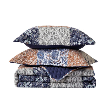 Elegant Comfort 3-Piece Patch Plaid Quilted Reversible Bedspread Coverlet Set
