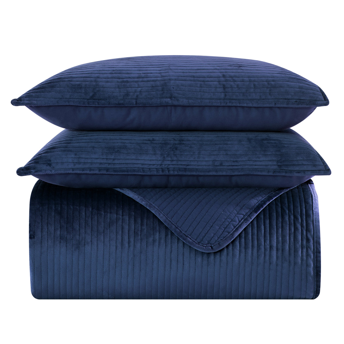 Elegant Comfort 3-Piece Velvet Corduroy Stripe Quilted Bedspread Coverlet Set