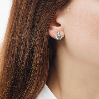 Clear Swarovski Crystal Earrings – Crystal Triplet Leaf Stud Earrings