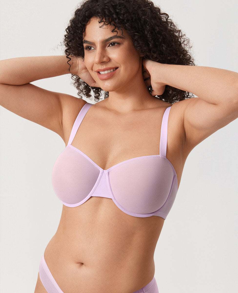 Cosnufy Sheer Mesh Balconette Bra