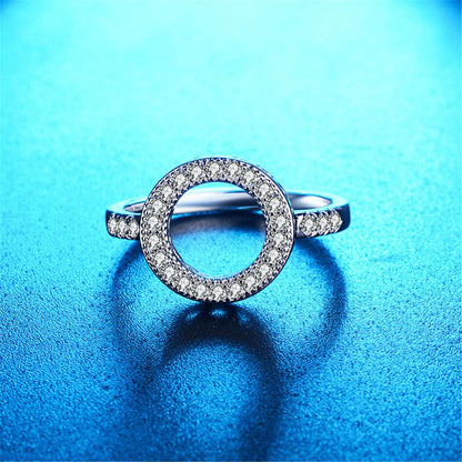 Cubic Zirconia & Silvertone Open Round Ring
