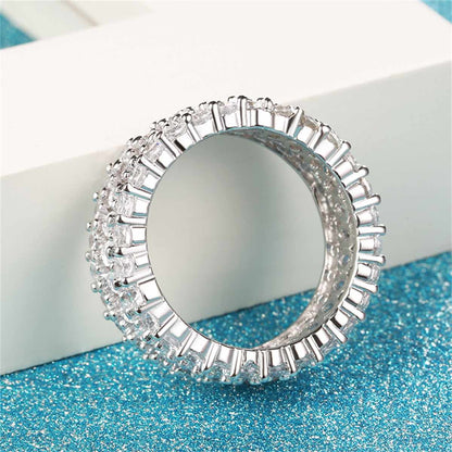 Crystal & Cubic Zirconia Silvertone Marquise Layer Ring