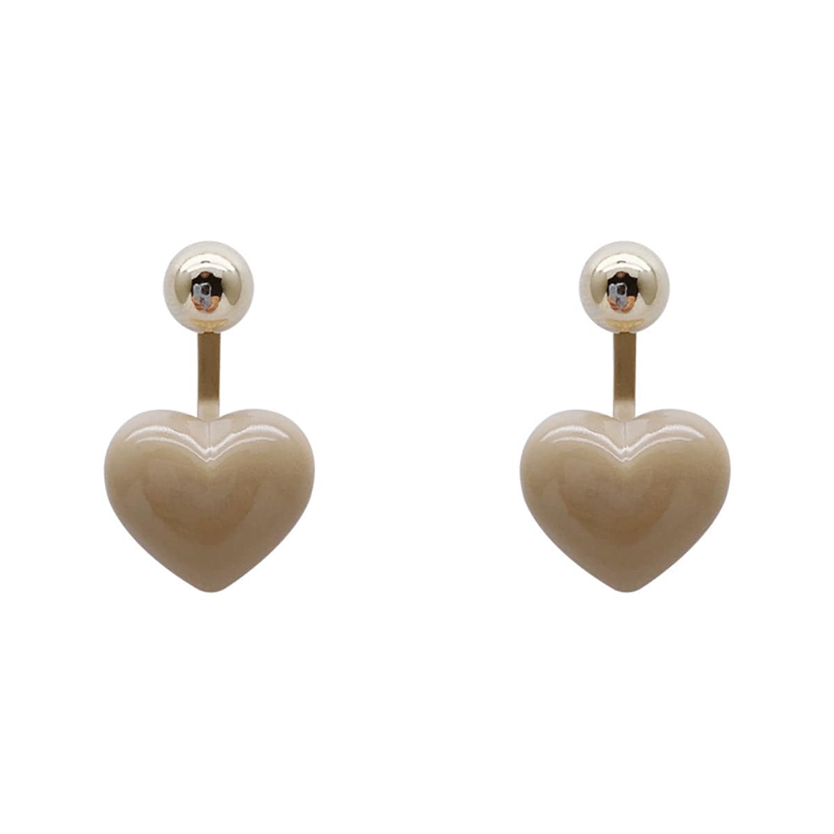 Gray Enamel & Goldtone Heart Ear Jackets