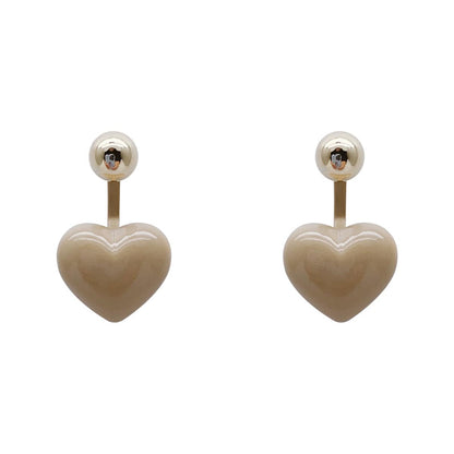 Gray Enamel & Goldtone Heart Ear Jackets
