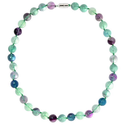 Faceted Fluorite Beaded Necklace with Magnetic Clasp