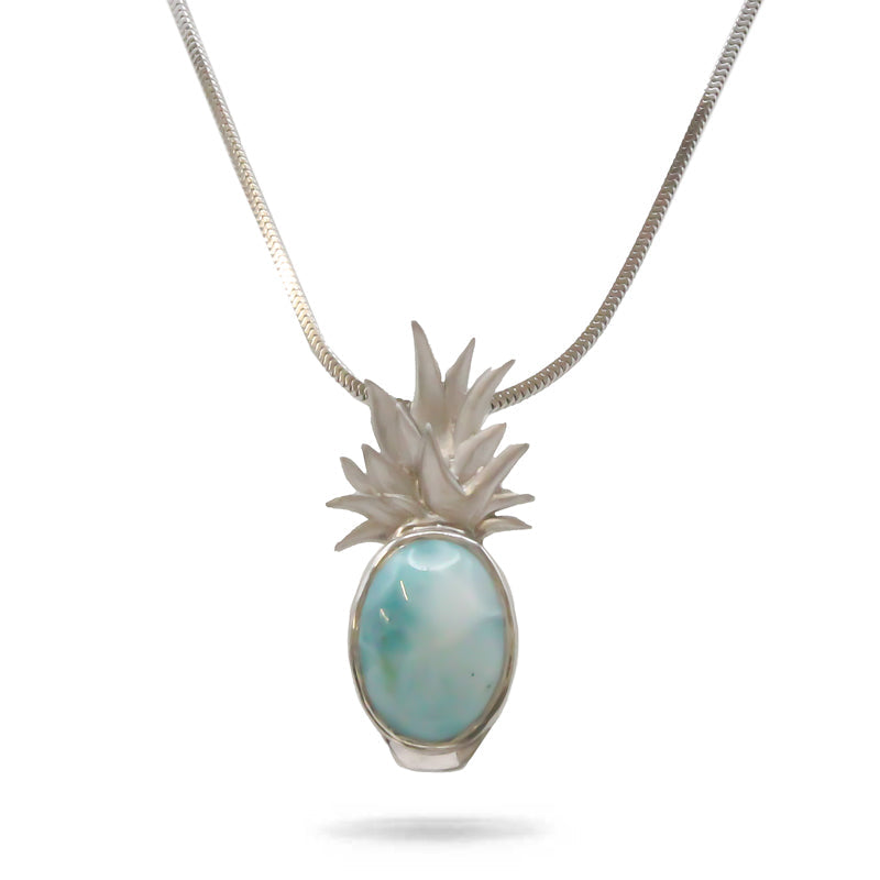 Pineapple Larimar Stone Sterling Silver Necklace By Marahlago