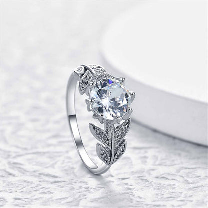 Crystal & Silvertone Prong-Set Floral Cocktail Ring