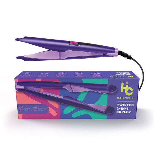 "2-in-1 Twist" Digital Curler & Straightener - Purple