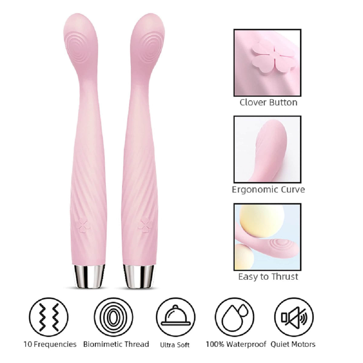 Blissed G-Spot Curved Vibrator & Pen Massager – Waterproof, Dual-Function, USB Rechargeable Silicone