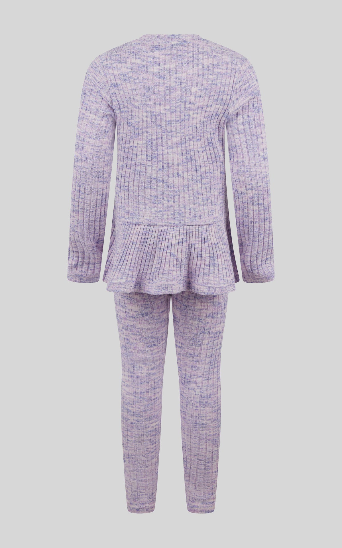 90 Degree by Reflex 4-6X 2 PC Ribbed Space Dye Peplum Pullover + Legging Set