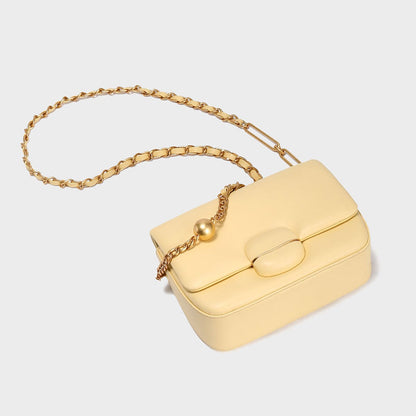 Structured Buckle Leather Shoulder Bag