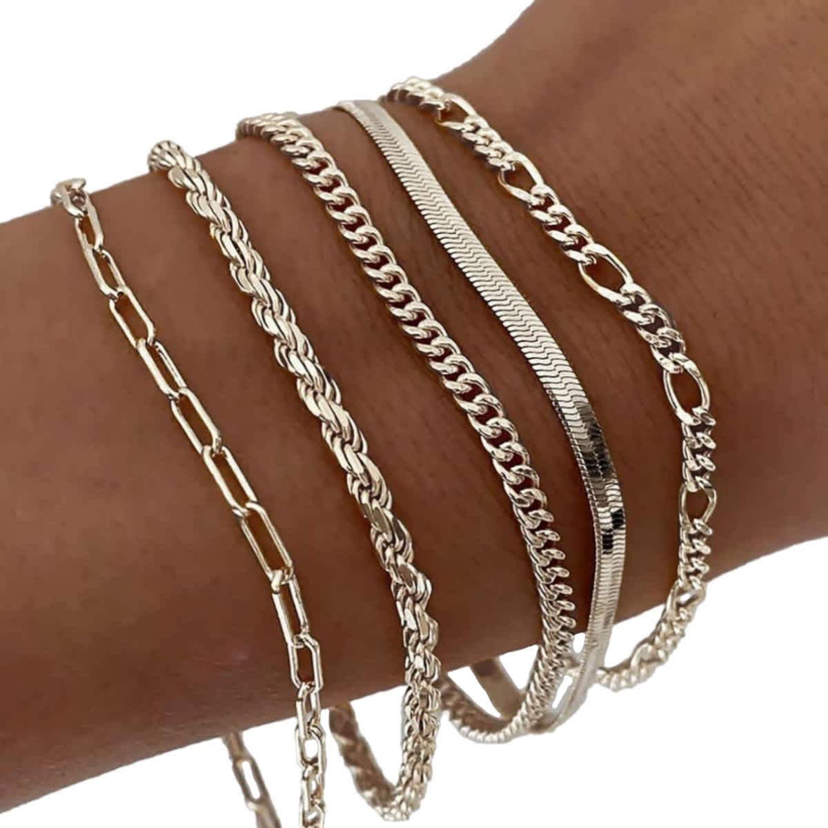 Dainty Layered Chain Bracelet Set