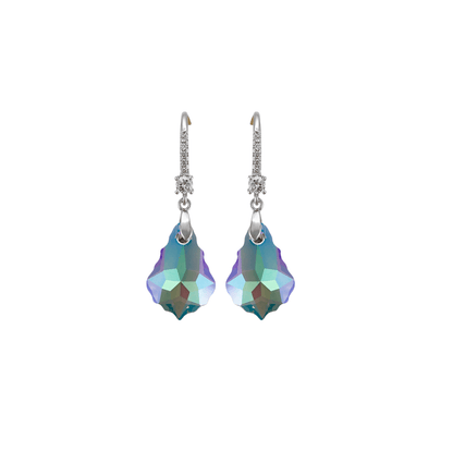Aurora Borealis Swarovski Crystal Earrings – Goldtone Aurora Borealis Swarovski Crystal Drop Earrings