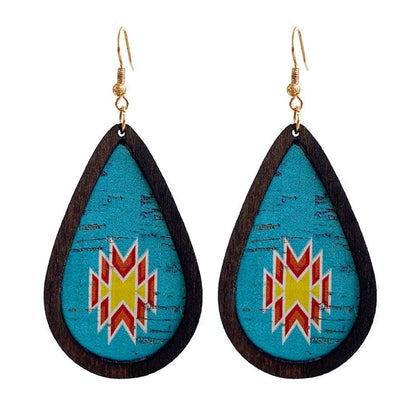 Aqua & Wood Goldtone Geometric Drop Earrings