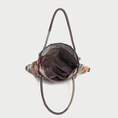 Rainbow Floral Leather Tote Bag