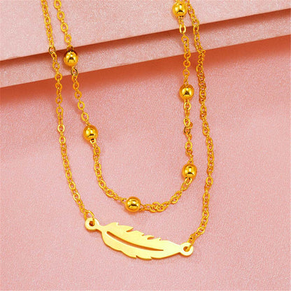 24k Goldtone Feather Layered Anklet