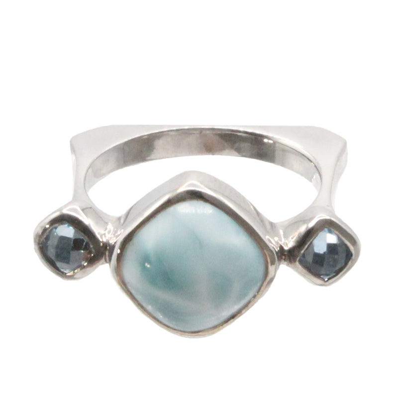 Larimar Stone Sterling Silver Atlantic Ring Size 7 By Marahlago