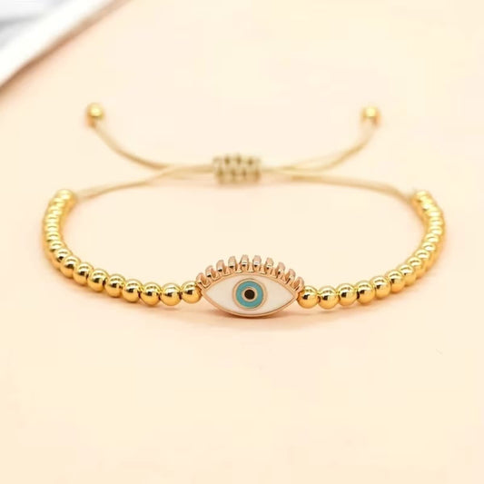 Evil Eye Beaded Adjustable Bracelet