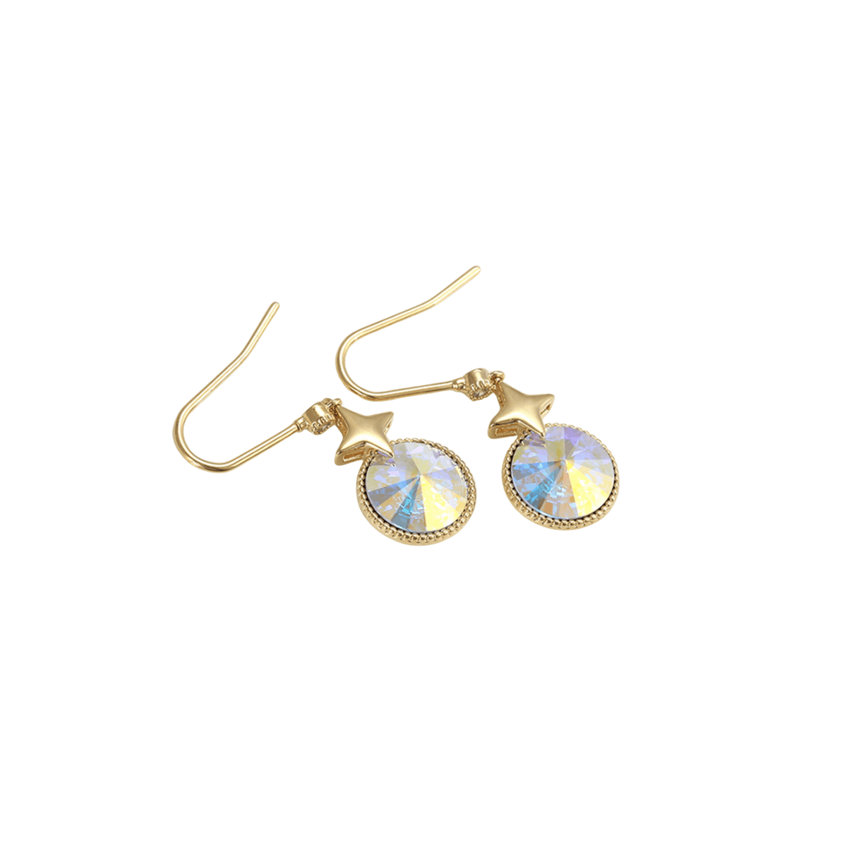Aurora Borealis Swarovski Crystal Earrings – Goldtone Aurora Borealis Swarovski Crystal Star Drop Earrings
