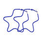 Dark Blue Enamel & Silvertone Star Hoop Earrings