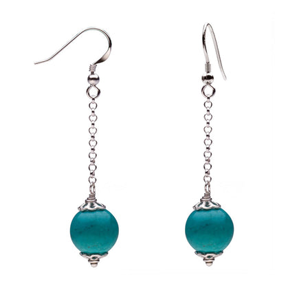 Sterling Silver Turquoise Bead Dangle Earrings