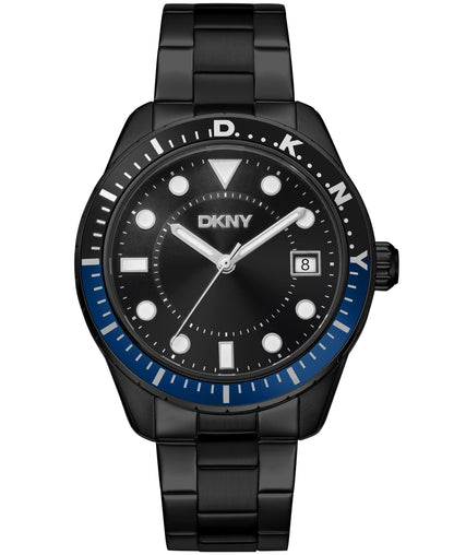 Dkny Men Watch, Black Color Case, Black Dial, Black Color Metal Bracelet, 3 Hands Date, 10 Atm