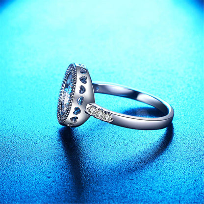 Cubic Zirconia & Silvertone Open Round Ring