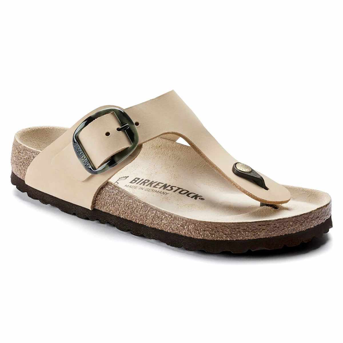 Birkenstock Gizeh Big Buckle Nubuck Leather Almond Sandals