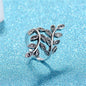 Cubic Zirconia & Silvertone Leaves Bypass Ring