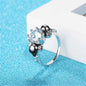 Clear Crystal & Silvertone Skull Rose Ring