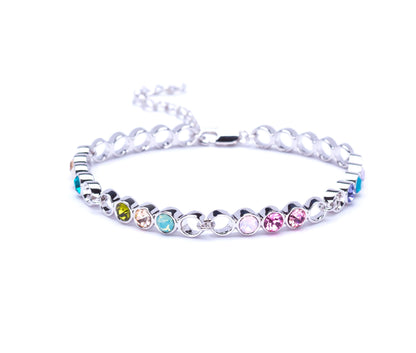 Adjustable Circular Linked Bracelet with Swarovski Crystals