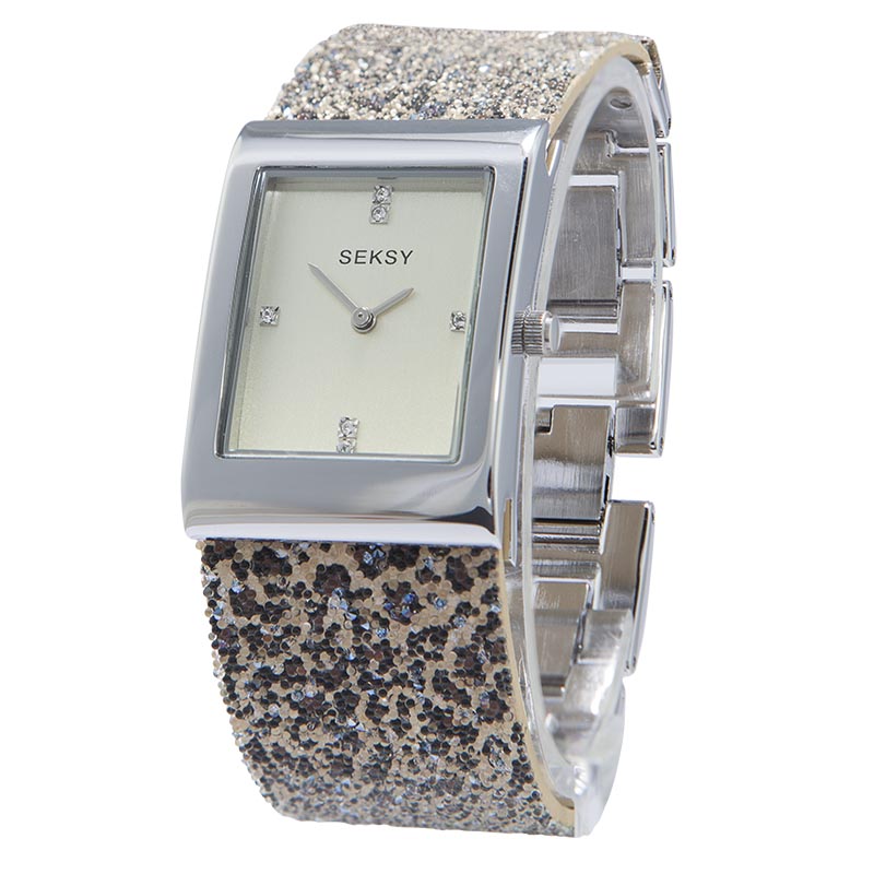 Sekonda Seksy Champagne Dial Glitter Leopard Ladies Bracelet Watch 2851