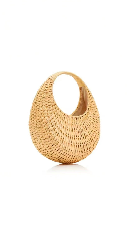 Coastal Circle Natural Straw Beach Bag
