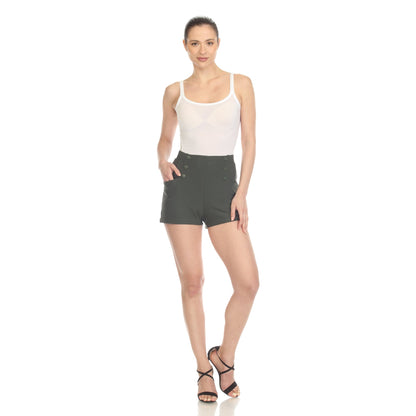 White Mark Women's Tailored Front Button Shorts