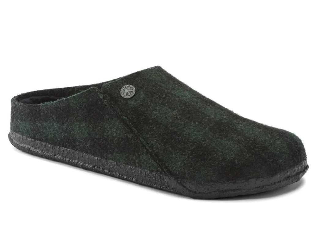 Birkenstock Zermatt Shearling Wool Felt Plaid Teal Green