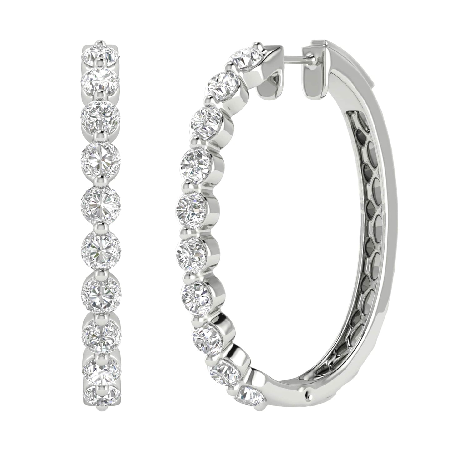 V3 Jewelry Sterling Silver with Moissanite Hoop Earrings