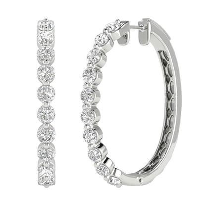 V3 Jewelry Sterling Silver with Moissanite Hoop Earrings